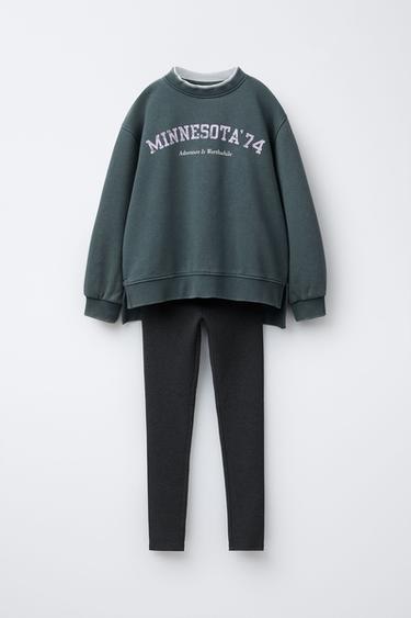 Zara Комплект из толстовки с текстом и легинсов в рубчик купить с доставкой.