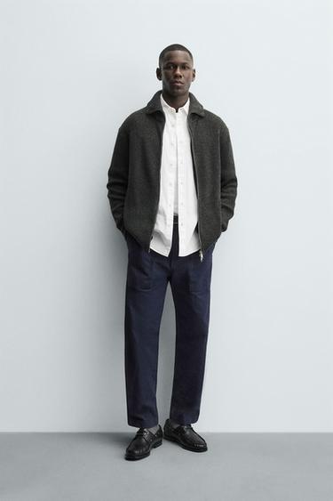 Zara Кардиган платочной вязки с застежкой-молнией