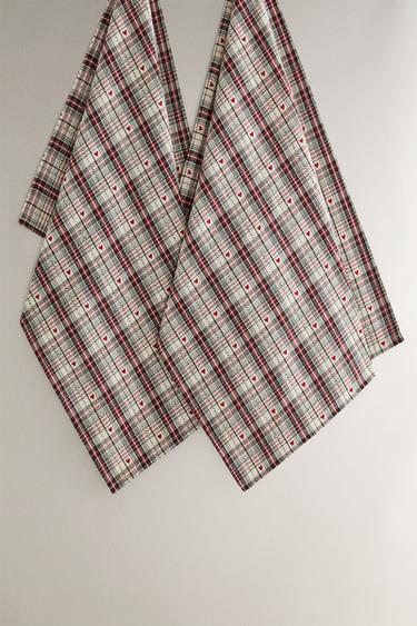 Zara Набор хлопковых рождественских кухонных полотенец с сердечками (набор из 2 шт.)