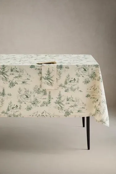 Хлопковая рождественская скатерть TOILE DE JOUY