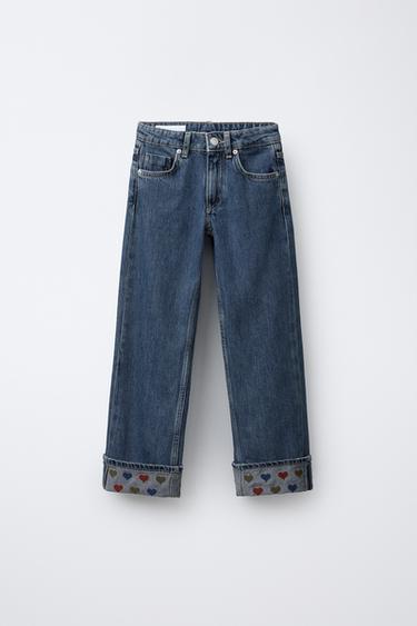 Zara Джинсы прямого кроя с сердцами купить с доставкой.