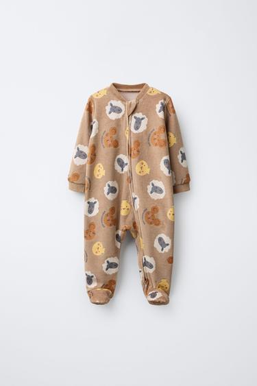 Zara Детский комбинезон из бархата с животным принтом купить с доставкой.