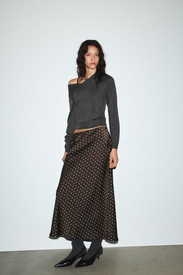 Zara Атласная юбка миди купить с доставкой.