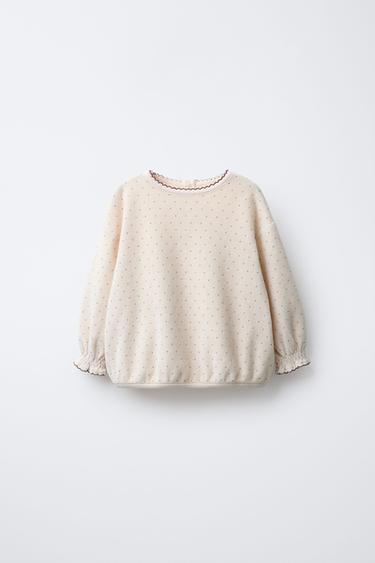 Zara Вельветовая толстовка в горошек купить с доставкой.