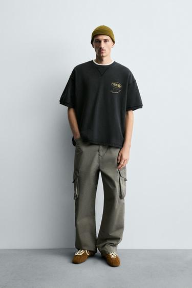 Zara Толстовка с эффектом потертости и графическим принтом