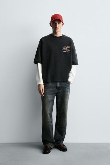 Zara Толстовка с эффектом потертости и надписями купить с доставкой.