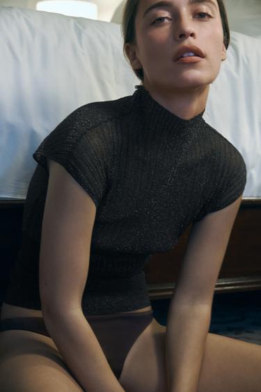 Zara Трикотажный топ с блестящей нитью