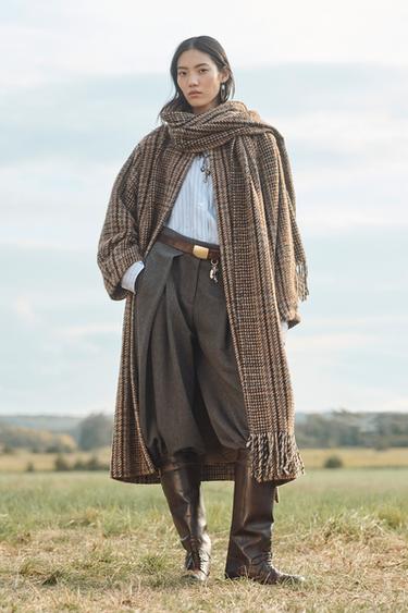 Zara Пальто в клетку LIMITED EDITION с шарфом