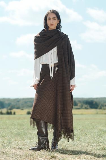 Zara Шарф в клетку LIMITED EDITION LONG