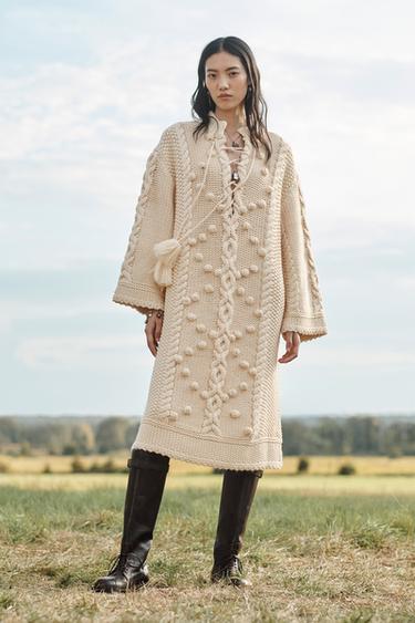 Zara Пончо с шнуровкой LIMITED EDITION из вязаного полотна купить с доставкой.