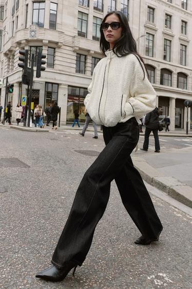 Zara Структурный бомбер с контрастной оделом