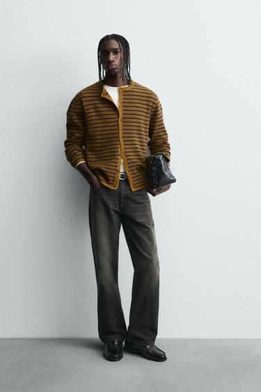 Zara Жаккардовый кардиган в полоску