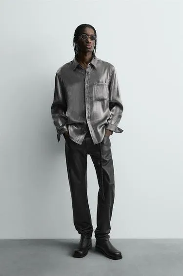 Сверкающая рубашка струящегося покроя- Заказать в России