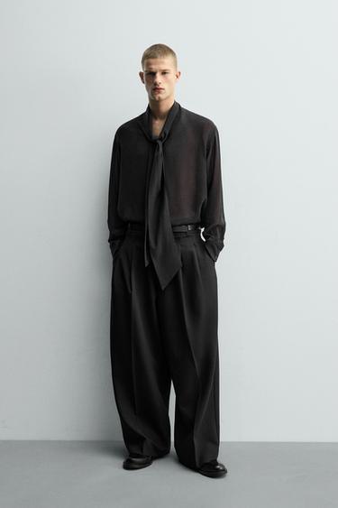 Zara Полупрозрачная рубашка с завязками