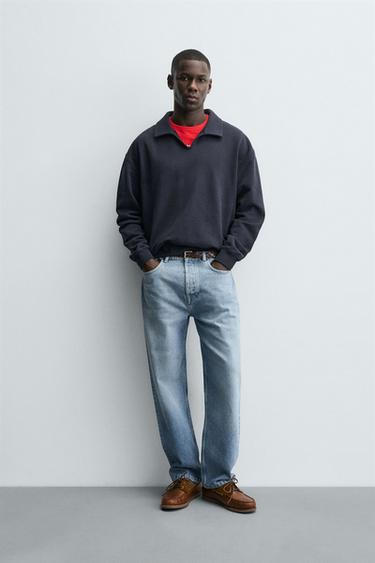 Zara Хлопковая толстовка-поло