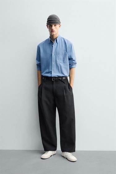 Zara Рубашка оксфорд с карманом