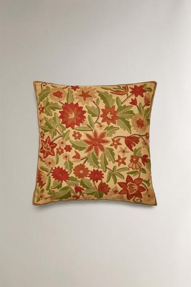 Zara Чехол для подушки с вышивкой цветов купить с доставкой.