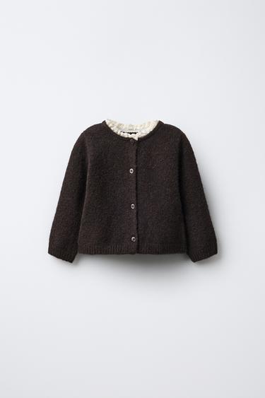 Zara Кардиган «2 в 1» из смесовой шерсти с кружевом купить с доставкой.