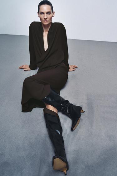 Zara Высокие кожаные сапоги — LIMITED EDITION