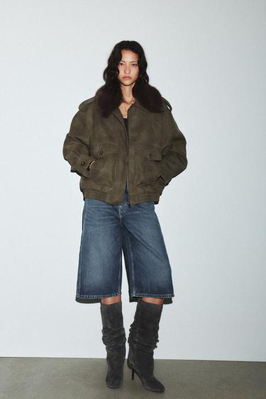 Zara Кожаные сапоги со складками