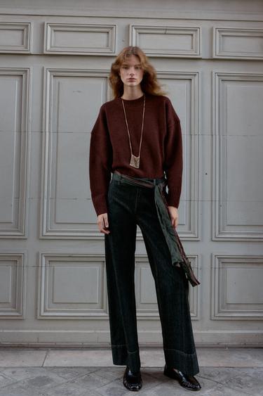 Zara Однотонный свитер из мягкого трикотажа