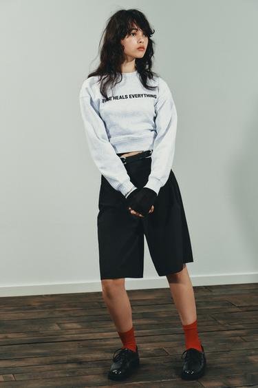 Zara Толстовка с контрастным текстом купить с доставкой.