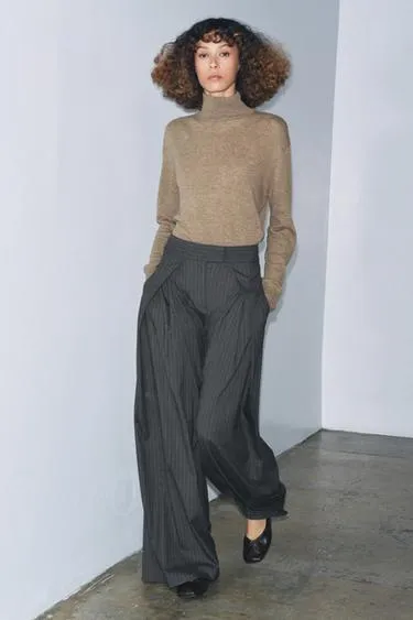 Брюки в тонкую полоску с защипами — ZW COLLECTION