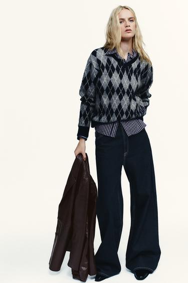 Zara Джинсы TRF EXTRA WIDE LEG с высокой посадкой