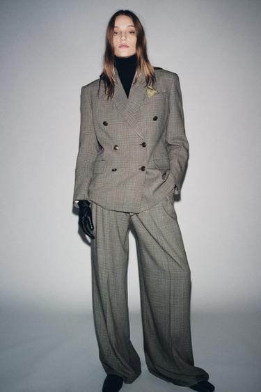 Zara Блейзер в клетку из шерсти — ZW COLLECTION