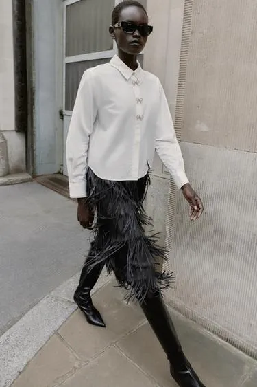 Рубашка из поплина с декоративными пуговицами