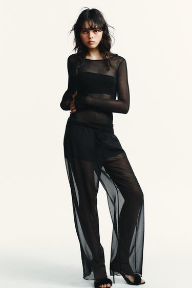 Zara Струящиеся полупрозрачные брюки