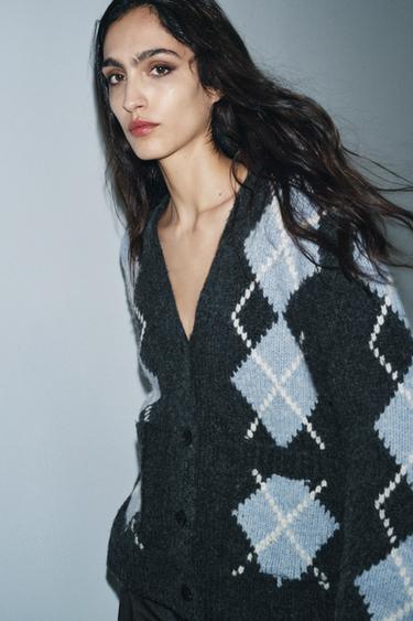 Zara Кардиган в стиле аргайл из 100% шерсти