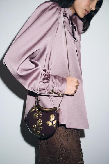 Zara Жесткая сумка с цветочным принтом