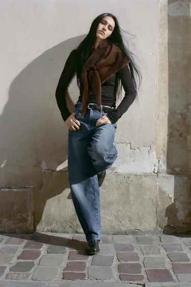 Zara Джинсы BARREL TRF с высокой посадкой