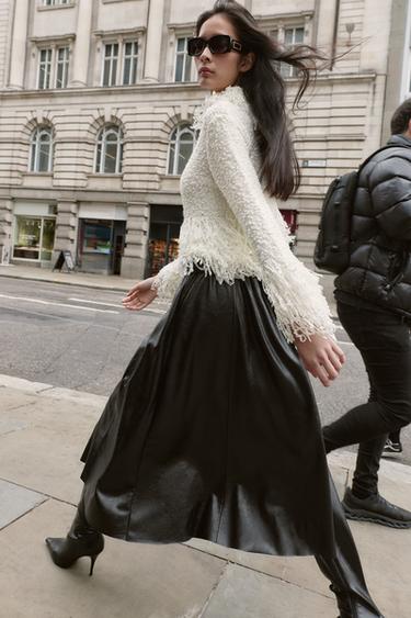 Zara Юбка миди с искусственным кожаным поясом