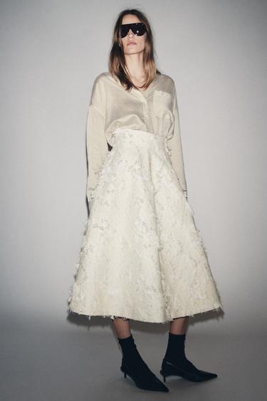 Zara Юбка миди из рельефной ткани — ZW COLLECTION