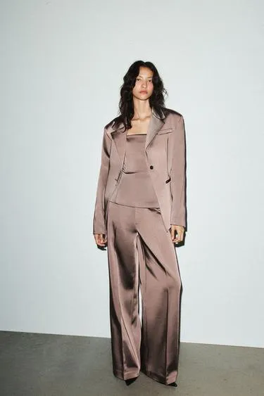 HIGH-WAIST SATIN TROUSERS