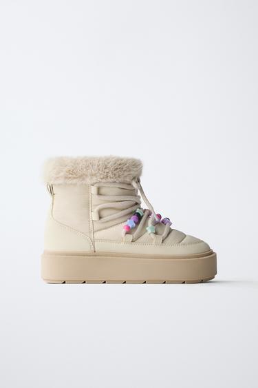 Zara Ботинки с бисером и искусственным мехом купить с доставкой.