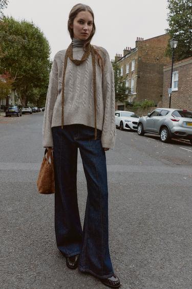 Zara Мягкий свитер с узором «косы»