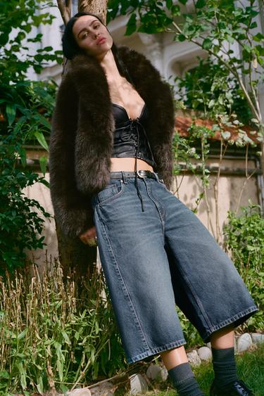Zara Топ из искусственной кожи на бретелях с завязками