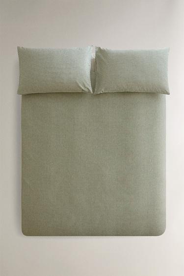 Zara Поворотная покрывало из хлопкового фланели с полосатым дизайном