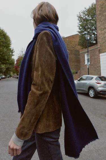 Zara Однотонный шарф с необработанными кромками
