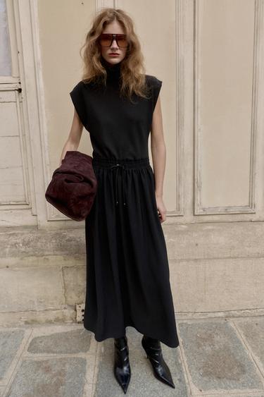 Zara Длинное комбинированное платье купить с доставкой.