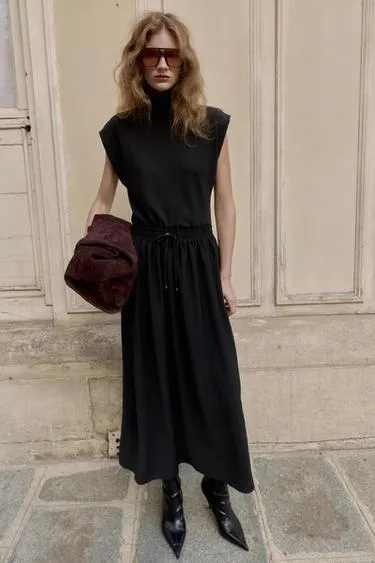 Длинное комбинированное платье- Заказать в России