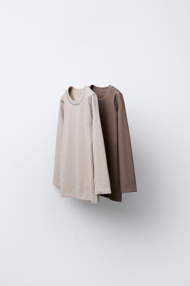 Zara Набор из двух контрастных футболок оверлок купить с доставкой.