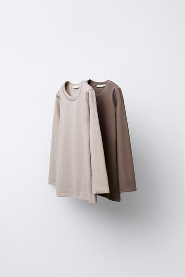 Zara Набор из двух футболок оверлок с контрастной отделкой