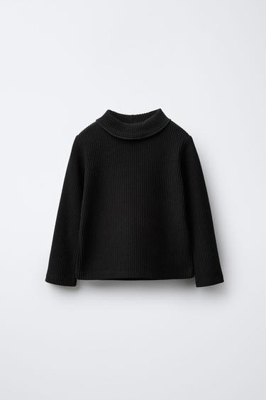 Zara Лонгслив в рубчик с воротником-стойкой