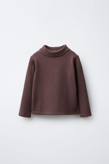 Zara Футболка в рубчик с воротником-стойкой