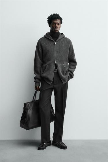 Zara Кардиган из хлопка и шерсти с капюшоном купить с доставкой.