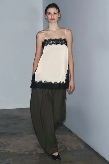 Атласный топ с кружевом — ZW COLLECTION- Заказать в России